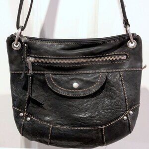 Fossil Leather MESSENGER BAG LONG LIVE BLACK LEATHER